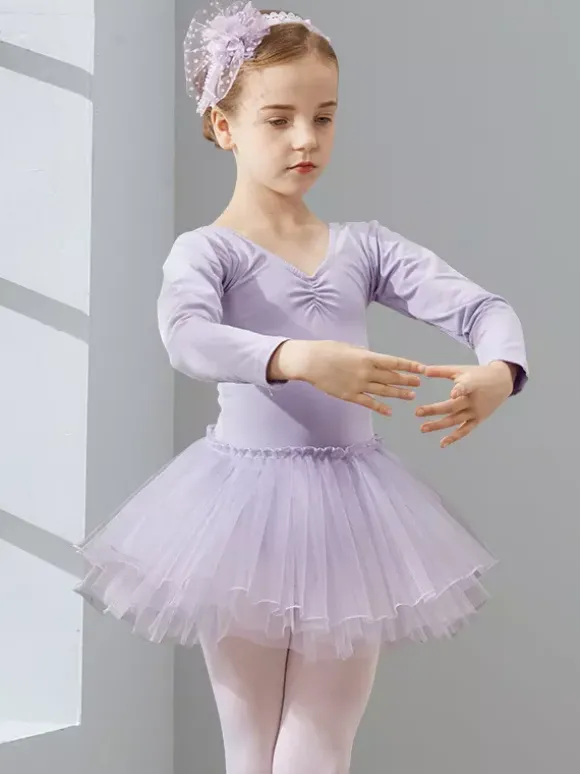 Vêtements de danse pour filles tutu à manches longues vêtements d'entraînement vêtements de performance de danse
