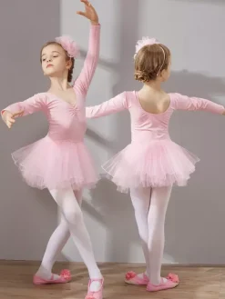 Vêtements de danse pour filles tutu à manches longues vêtements d'entraînement vêtements de performance de danse