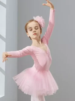 Vêtements de danse pour filles tutu à manches longues vêtements d'entraînement vêtements de performance de danse