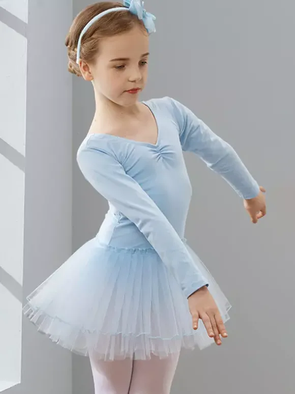 Vêtements de danse pour filles tutu à manches longues vêtements d'entraînement vêtements de performance de danse