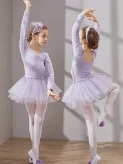 Vêtements de danse pour filles tutu à manches longues vêtements d'entraînement vêtements de performance de danse