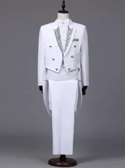 Vêtements de smoking à manches longues pour hommes noirs Costumes de Performance rétro Costumes rétro