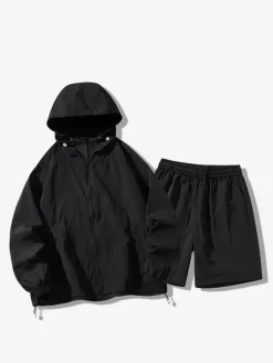 Vêtements Ensemble De Sport Hommes Gris Clair Veste Décontracté Short