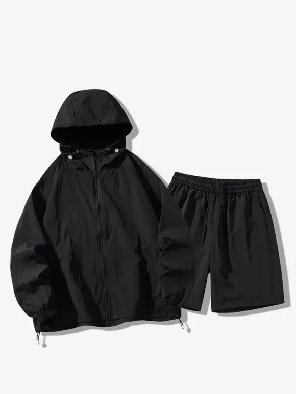 Vêtements Ensemble De Sport Hommes Gris Clair Veste Décontracté Short