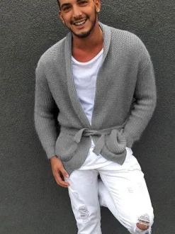 Vêtements pour hommes Cardigan pour hommes Pulls pour hommes Cardigans pour hommes Chic Manches longues Vert Noir Élégant