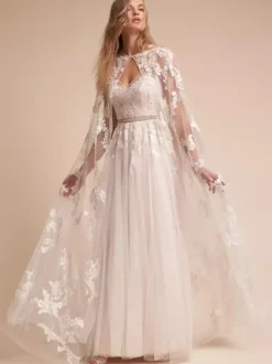 Wrap de mariage Ivoire Jewel Neck Capes Dentelle Dentelle Bridal Cover Ups
