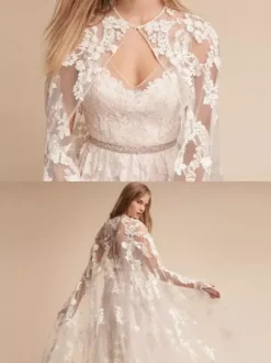 Wrap de mariage Ivoire Jewel Neck Capes Dentelle Dentelle Bridal Cover Ups