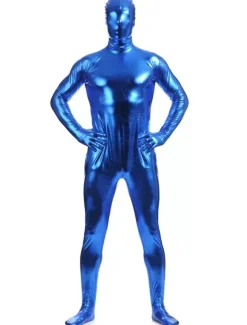 Zentaï métallique brillant bleu roi Déguisements Halloween