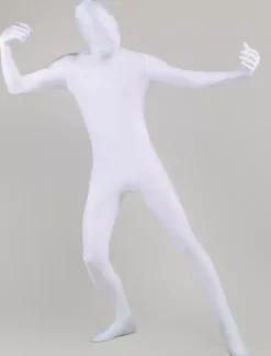 Zentai Blanc Déguisements Halloween Lycra Spandex Unisexe Combinaison Costume Enveloppé Complet