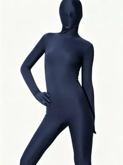 Zentai Bleu Foncé Déguisements Halloween Catsuit Lycra Spandex Combinaison Costume Unisexe Enveloppé Complet
