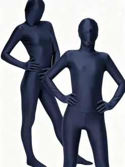 Zentai Bleu Foncé Déguisements Halloween Catsuit Lycra Spandex Combinaison Costume Unisexe Enveloppé Complet