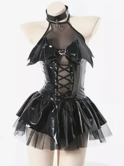 Zentai Sexy Halloween Costumes Zentai Sexy Femmes Petit Diable Jupe Courte Fille Chaude Collants Uniforme Catsuit