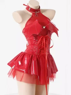 Zentai Sexy Halloween Costumes Zentai Sexy Femmes Petit Diable Jupe Courte Fille Chaude Collants Uniforme Catsuit