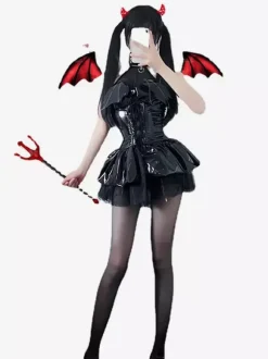 Zentai Sexy Halloween Costumes Zentai Sexy Femmes Petit Diable Jupe Courte Fille Chaude Collants Uniforme Catsuit