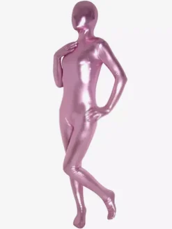 Zentai unisexe intégral pourpre clair d'éclat Métallique Déguisements Halloween