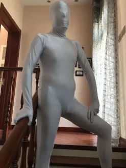 Zentai Argent En Lycra Spandex Toussaint Cosplay Costume Enveloppé Déguisements Halloween