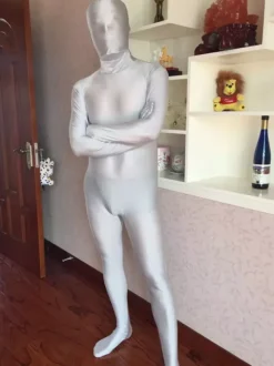 Zentai Argent En Lycra Spandex Toussaint Cosplay Costume Enveloppé Déguisements Halloween