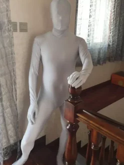 Zentai Argent En Lycra Spandex Toussaint Cosplay Costume Enveloppé Déguisements Halloween