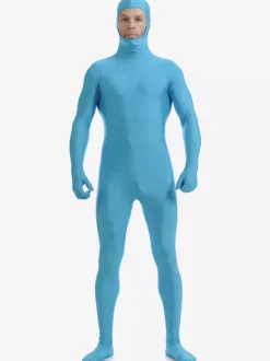 Zentai Bleu ciel Visage ouvert Déguisements Halloween 2026 Bodysuit Lycra Déguisements Halloween Morphsuits
