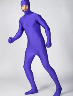 Zentai combinaison Face ouverte unisexe en lycra spandex violet Déguisements Halloween