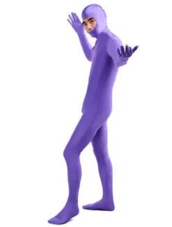 Zentai combinaison Face ouverte unisexe en lycra spandex violet Déguisements Halloween