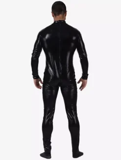 Zentai Noir Déguisements Halloween Métallisé Brillant Combinaison Costume Pour Les Hommes