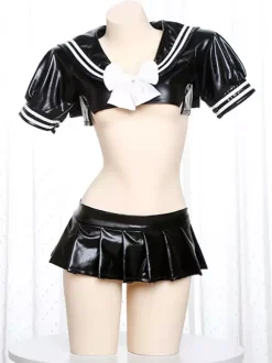 Zentai Sexy Ensemble de lingerie sexy pour étudiante uniforme de club costume de combinaison deux pièces