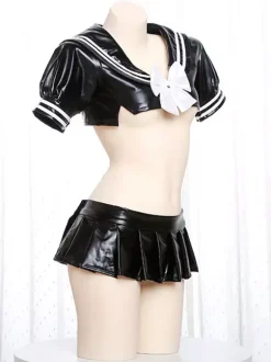 Zentai Sexy Ensemble de lingerie sexy pour étudiante uniforme de club costume de combinaison deux pièces