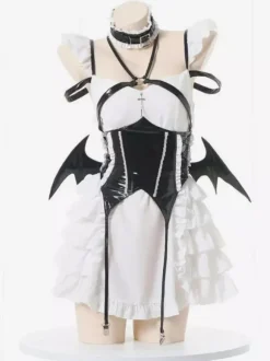 Zentai Sexy Halloween Costumes Zentai Sexy Femmes PVC Cuir Sorcière Démon Costume Lingerie Sexy Tenue De Femme De Chambre