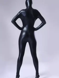 zentai transparent sexy unicolore brillant noir Déguisements Halloween Toussaint Cosplay Costume