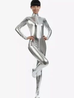 Zentaï métallique brillant argent Déguisements Halloween