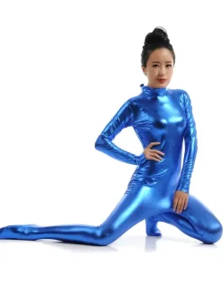 Zentaï métallique brillant bleu roi Déguisements Halloween