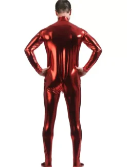 Zentaï métallique brillant rouge Déguisements Halloween