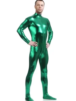 Zentaï métallique brillant vert foncé Déguisements Halloween
